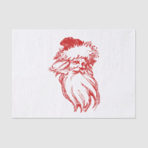 Santa Distressed Faux Letterpress Style Tissue Paper