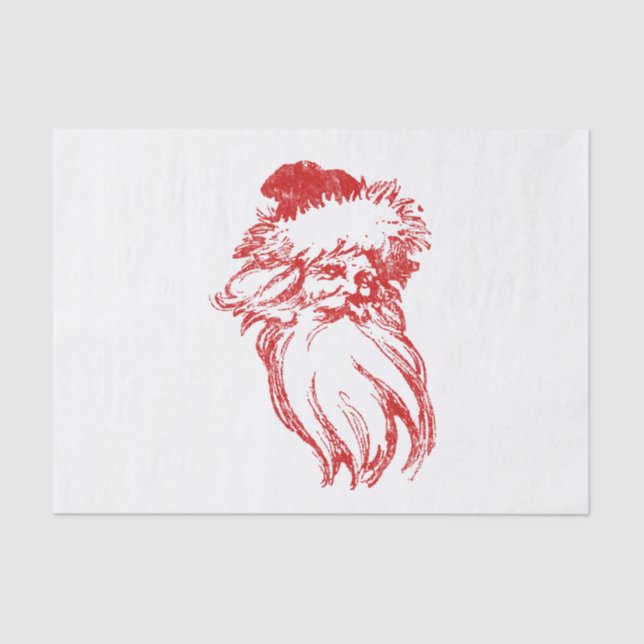 Santa Distressed Faux Letterpress Style Tissue Paper (Front)