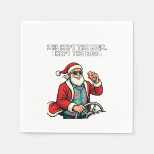 Santa Divorce Custody Humour Funny Holiday Xmas  Napkin