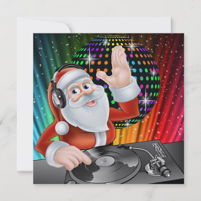 Santa DJ Disco Christmas / New Year Invitation (Front)