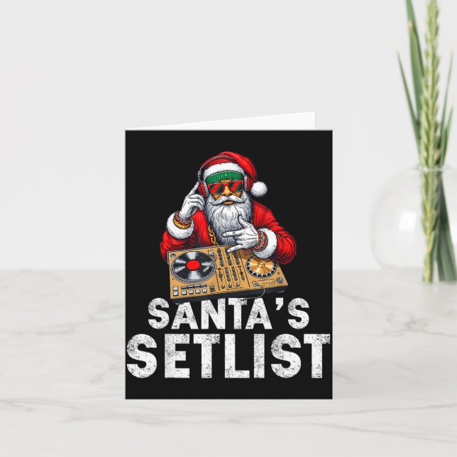 Santa Dj Musician Santa’s Setlist House Music  Card (Front)