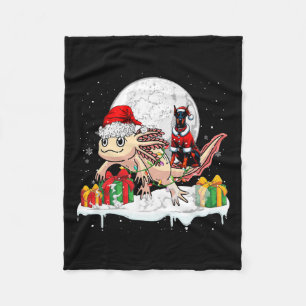 Santa Dobermann Riding Axolotl Christmas Owner Kid Fleece Blanket