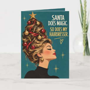 Santa Does Magic Hairdresser Christmas Card