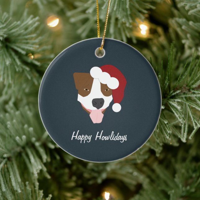 Santa Dog - Customisable Ceramic Ornament (Tree)