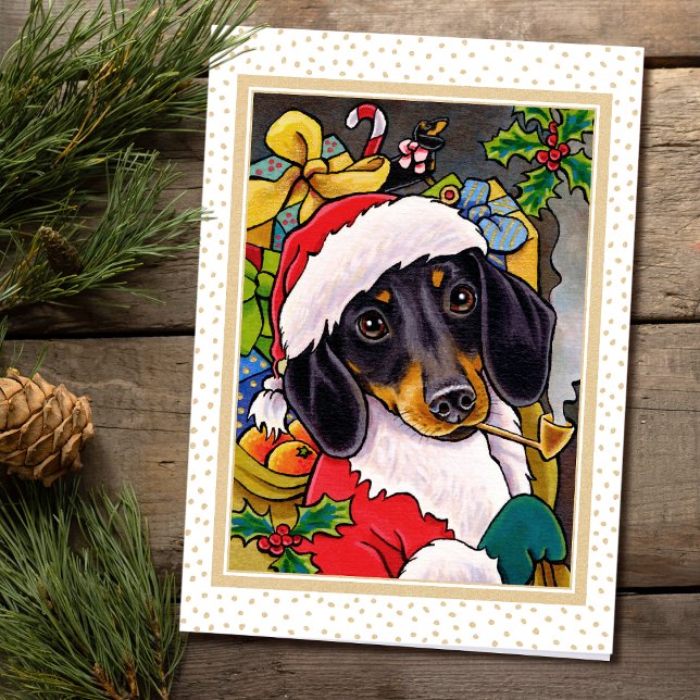 Santa Dog Dachshund Custom Christmas Card (Creator Uploaded)