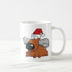 Santa Dog Holds Newspaper in Mouth Coffee Mug