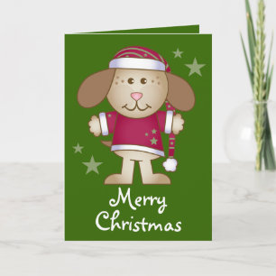 Santa Dog Merry Christmas Holiday Card Gift