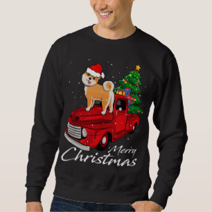 Santa Dog Rides Red Truck Christmas Pajama Costume Sweatshirt