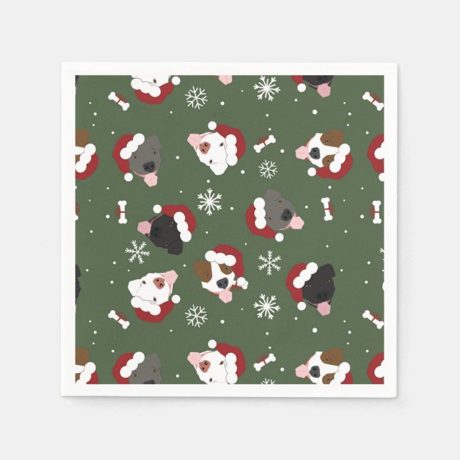 Santa Dogs on Green Napkin (Front)