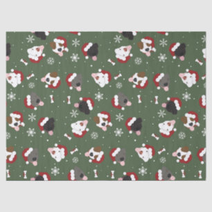 Santa Dogs on Green Tissue Paper