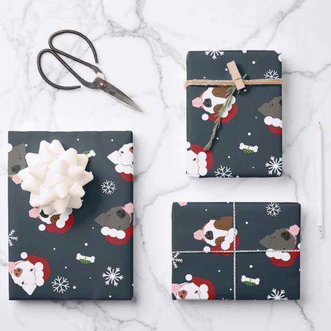 Santa Dogs Wrapping Paper Sheet (Front)