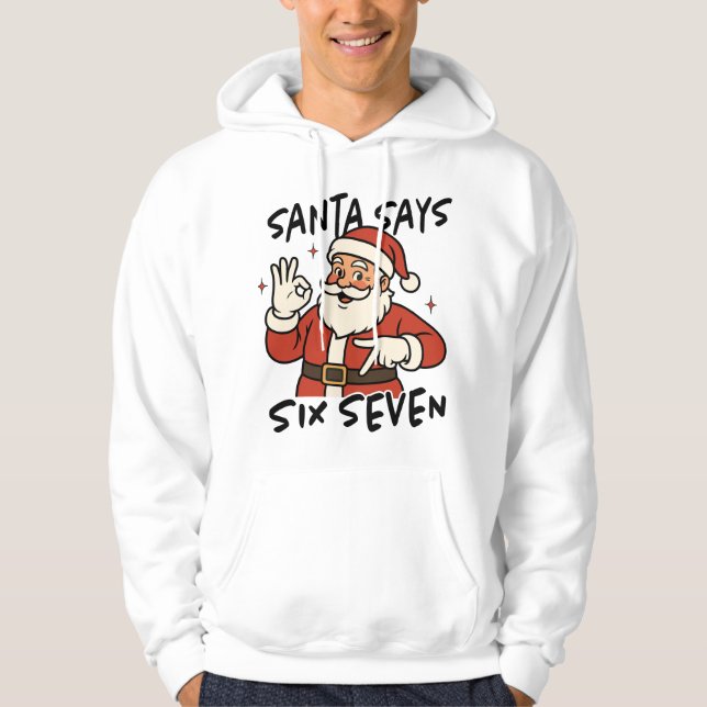 Santa Doing 67 Santa 67 Hands Funny Christmas Hoodie (Front)