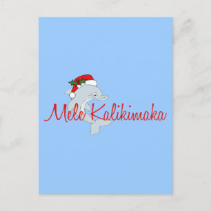 Santa dolphin Hawaiian Christmas Holiday Postcard