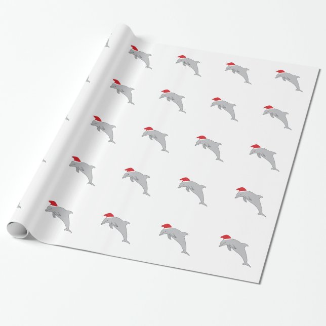Santa Dolphin Wrapping Paper (Unrolled)