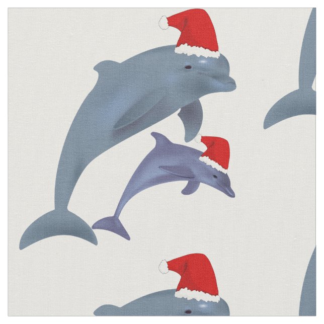 santa dolphins fabric (Close Up)