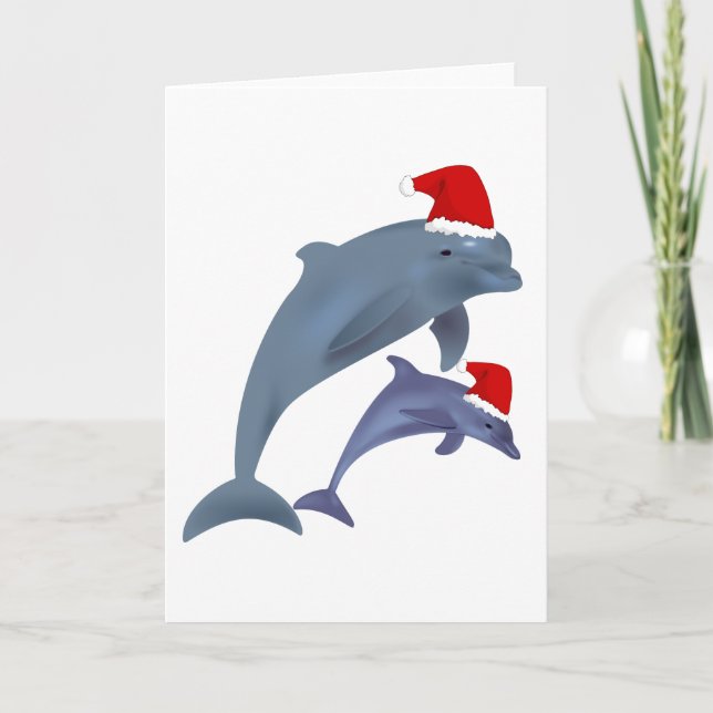 Santa Dolphins Holiday Card (Front)