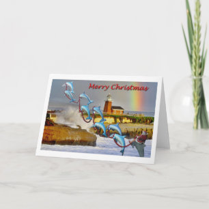 Santa & Dolphins Santa Cruz Christmas Card