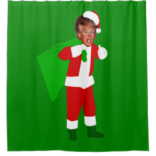 santa donald trump funny christmas  shower curtain
