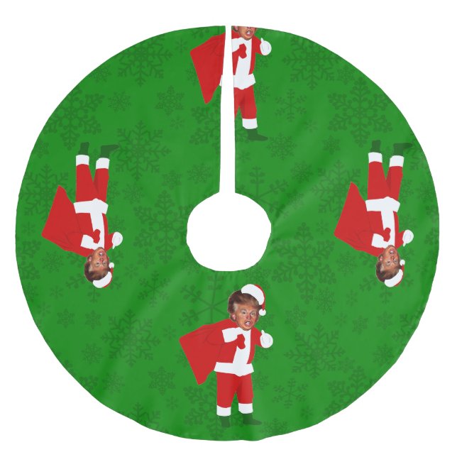 santa donald trump ugly christmas brushed polyester tree skirt (Front)