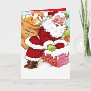 Santa Down the Chimney Holiday Card