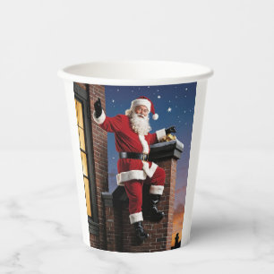 Santa  down the chimney, paper cups