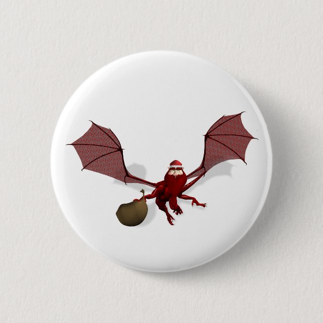 Santa Dragon 6 Cm Round Badge (Front)