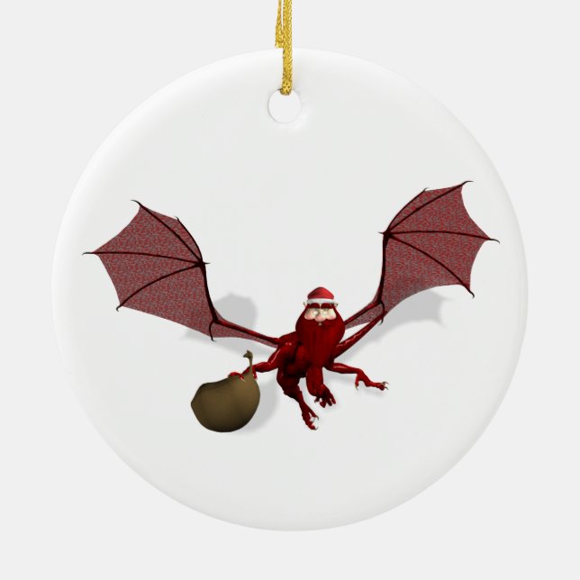 Santa Dragon Ceramic Tree Decoration (Back)
