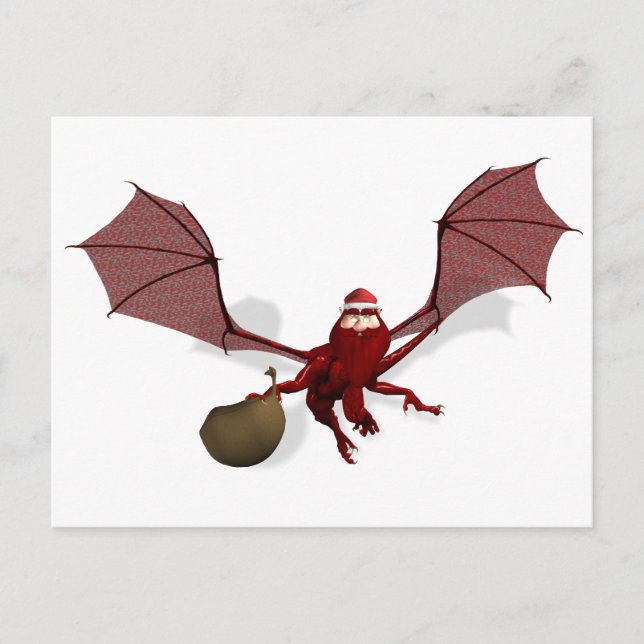 Santa Dragon Holiday Postcard (Front)