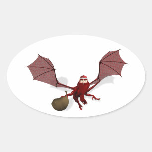 Santa Dragon Oval Sticker