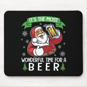 Santa Drinking Beer It's The Most Wonderful Time F Mouse Pad