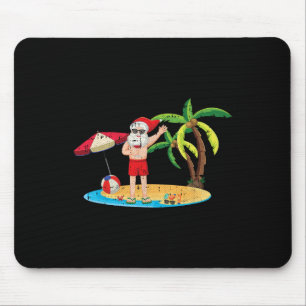 Santa Drinking Christmas In July Cool Summer Tropi Mouse Pad