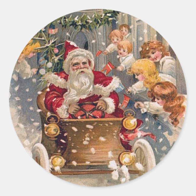 Santa Drives a Race Car Stickers (Front)