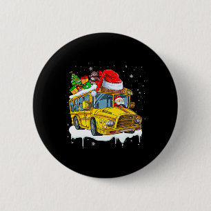 Santa Driving School Bus Xmas Tree Colourful Costu 6 Cm Round Badge