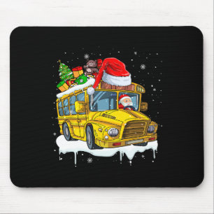 Santa Driving School Bus Xmas Tree Colourful Costu Mouse Pad