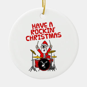 Santa Drums Drummer Musician Christmas Ornament