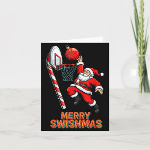Santa Dunking Merry Swishmas Basketball Christmas  Card