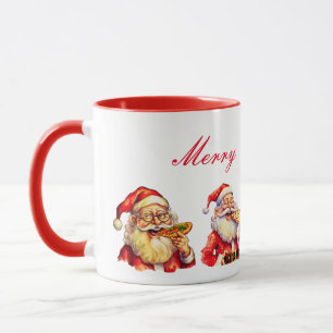 Santa eating pizza Mug