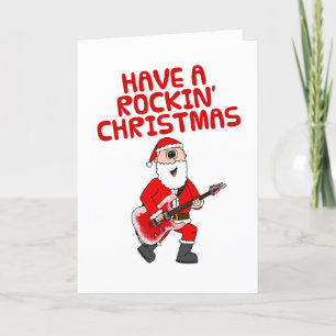 Santa Electric Guitar Guitarist Christmas Card