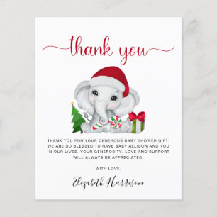Santa Elephant Christmas Baby Boy Shower Thank You