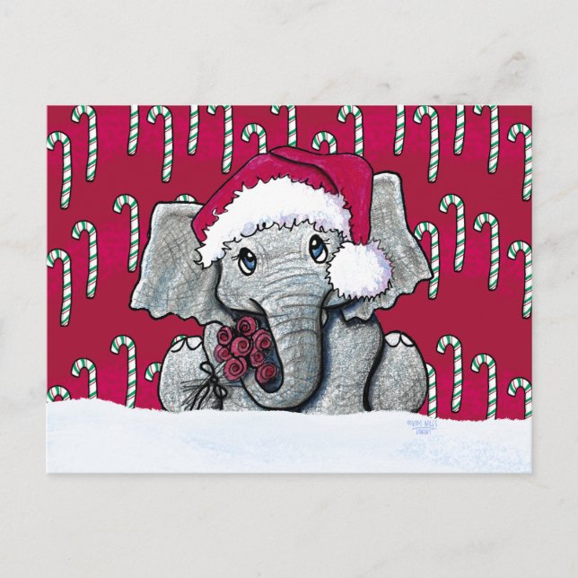 Santa Elephant Christmas Postcards (Front)