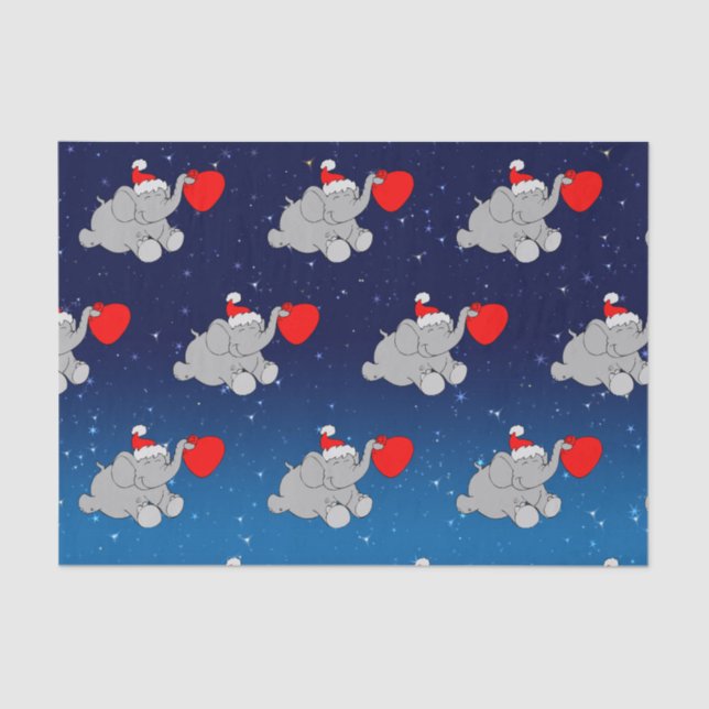 Santa Elephant Pattern Tissue Paper (Front)