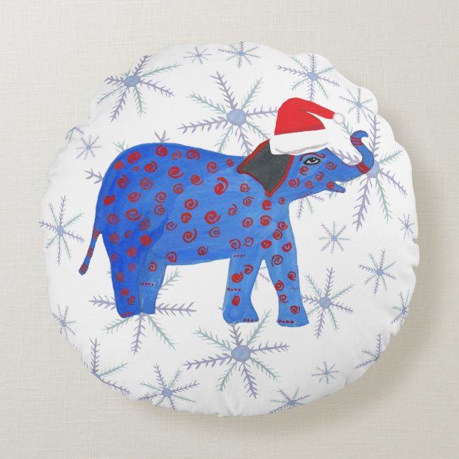 Santa  ElephantRound throw cushion (Front)
