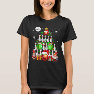Santa Elf Bowling Equipment Gnomes As Xmas Tree Pl T-Shirt