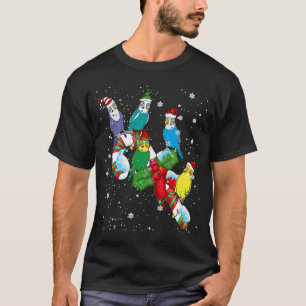 Santa ELF Budgerigar On Candy Christmas Light Sant T-Shirt