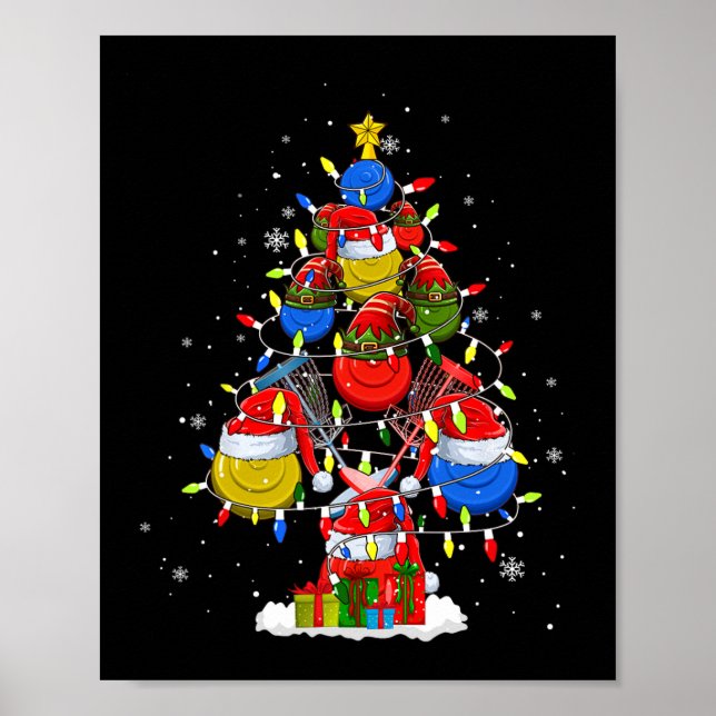 Santa Elf Disc Golf Byll Tools Xmas Tree Men Playe Poster (Front)
