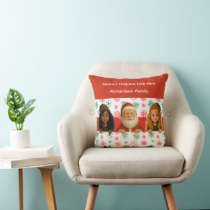 Santa & Elf Faces North Pole Fun Christmas Door Cushion