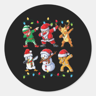 Santa Elf Friends Christmas Boys Girls Men Xmas Da Classic Round Sticker