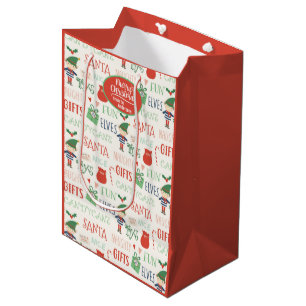 Santa Elf Friends Personalised Medium Gift Bag