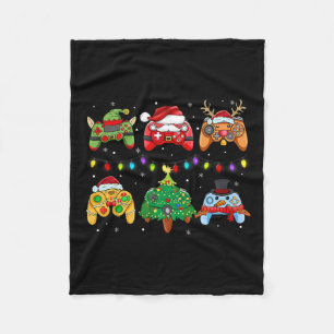 Santa Elf Gaming Controllers Snowman Boys Kids Fleece Blanket