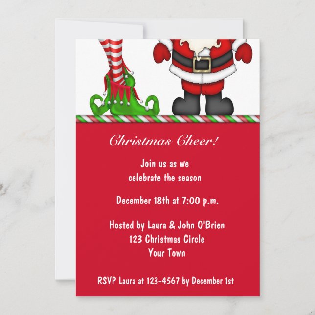 Santa & Elf Holiday Party Invitation (Front)